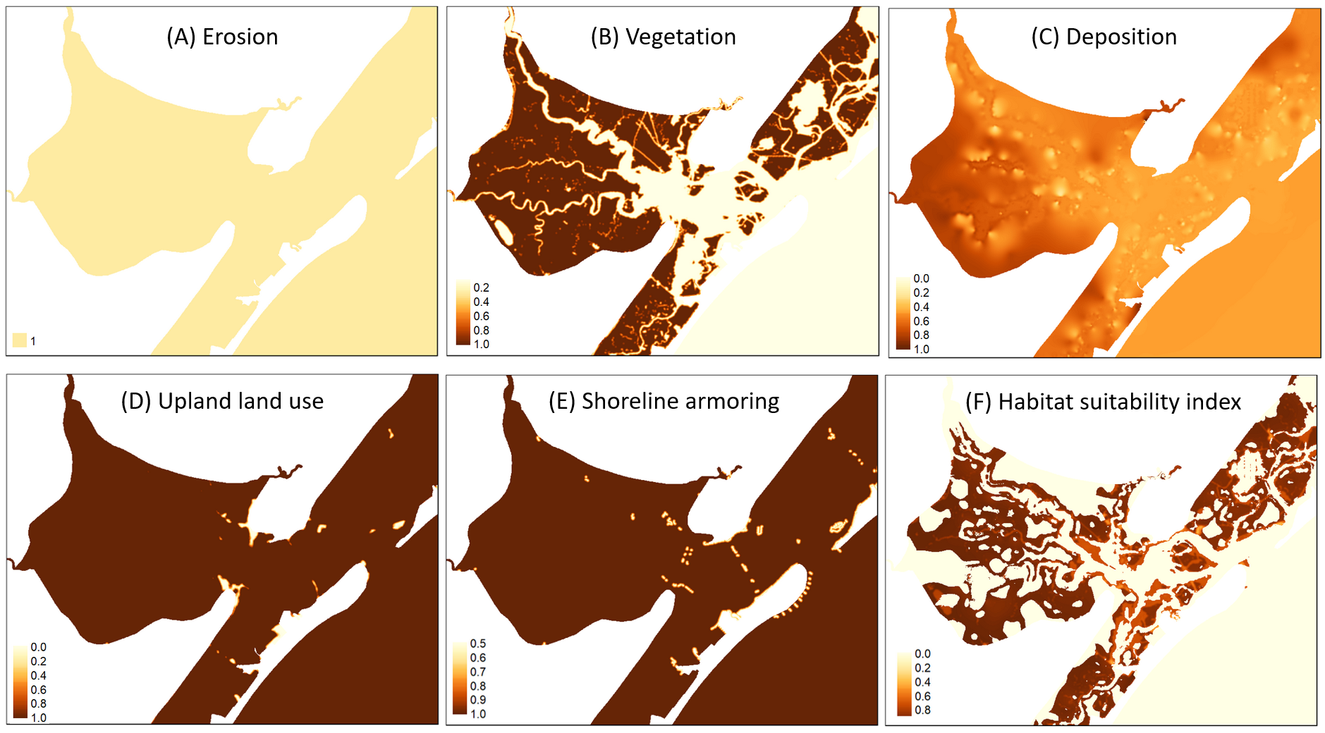 Summary of the example application of the estuarine intertidal model in the Great Egg Inlet.